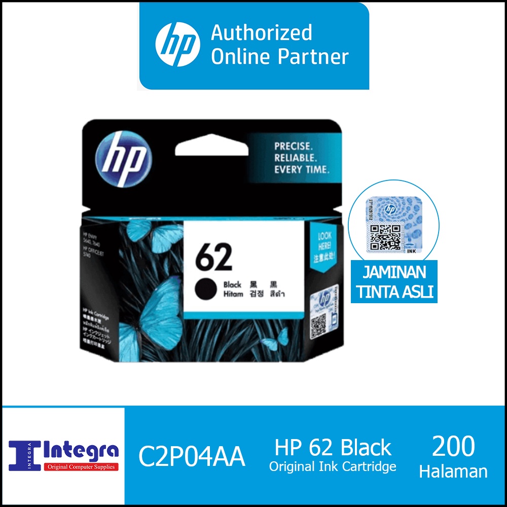 Tinta HP 62 Black / Hitam Original Cartridge - C2P04AA - Officejet OJ 200, 250