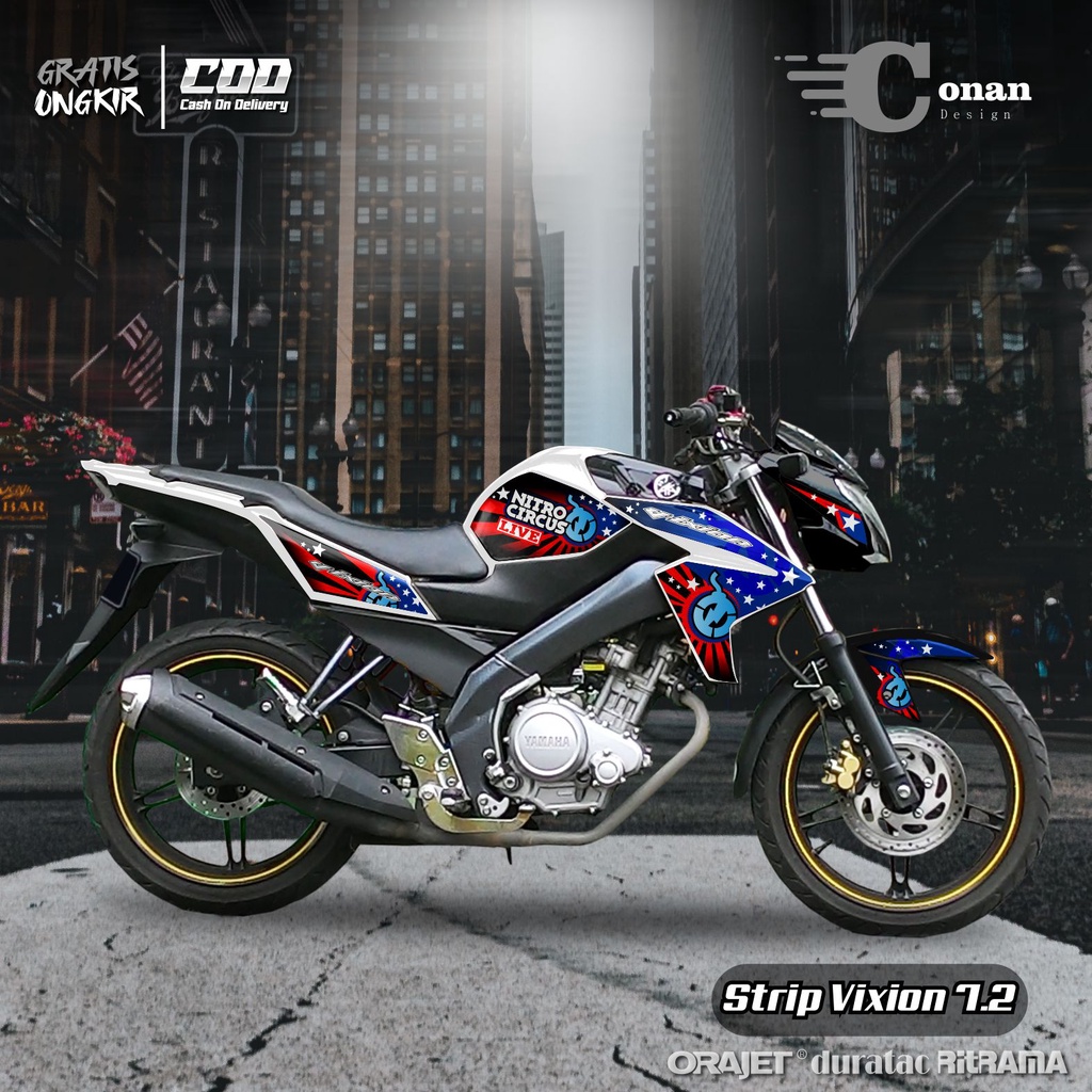 Aksesoris Stiker Variasi Yamaha Vixion New - Sticker Variasi Striping Vixion New Nitro Circus Terlar
