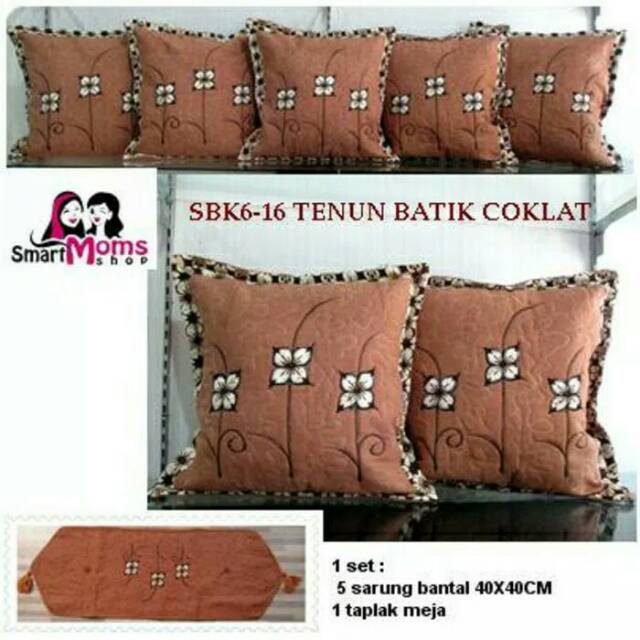 Set sarung bantal sofa tamu tenun batik coklat