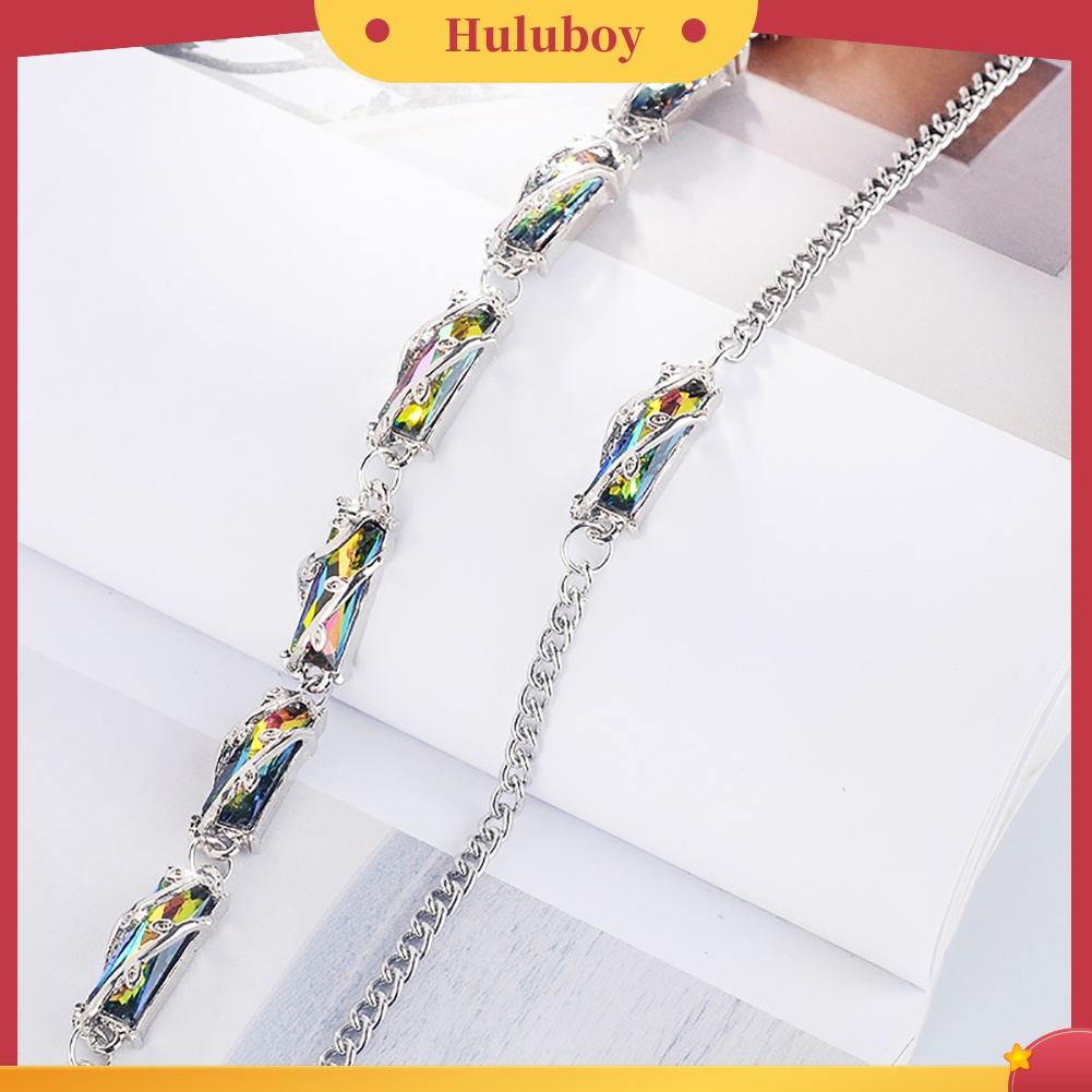 Hu Hu Hu Hu Hu Alat Bantu Pasang Kacamata♡ Gelang Bangle Desain Daun Geometri Hias Kristal Imitasi Untuk Wanita