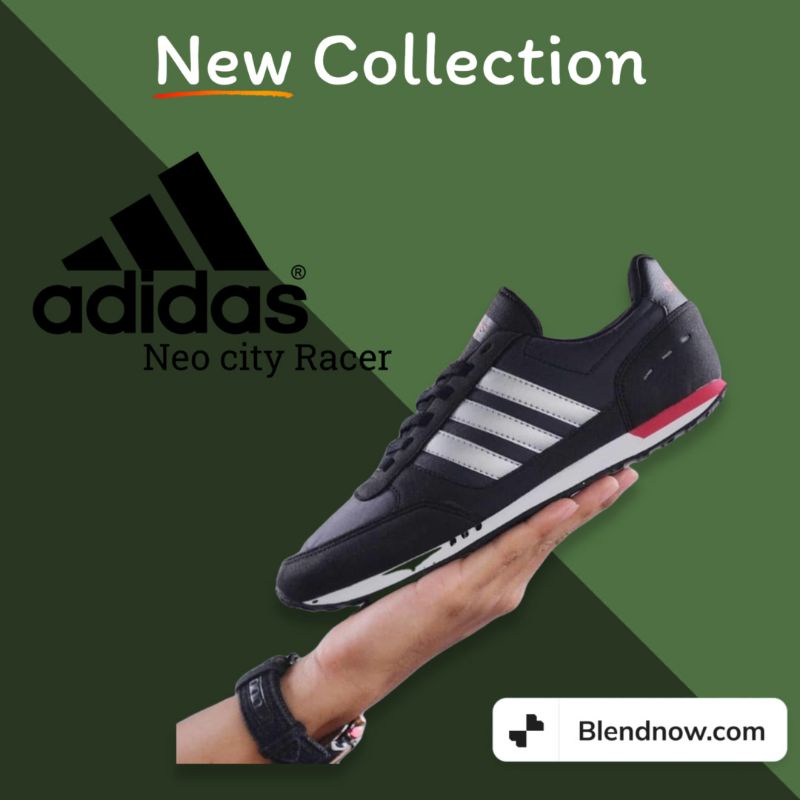 SEPATU SNAEKERS PRIA BRAND ADIDAS NEO CITY RACER WARNA DRAK GREY