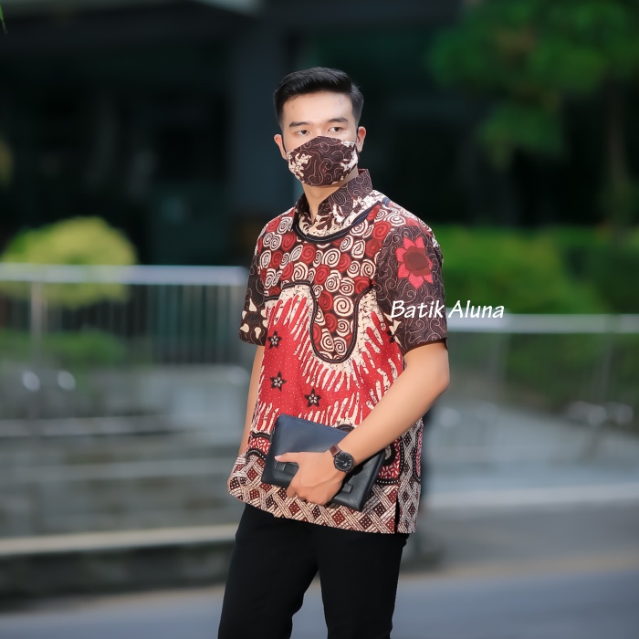 Baju Kemeja Batik Pria Lengan Pendek Premium Original Batik Aluna PD 028