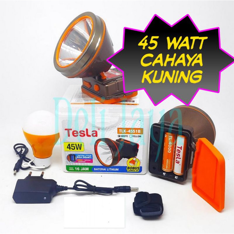 Senter Kepala Tesla 45w Cahaya Kuning TLK4551B