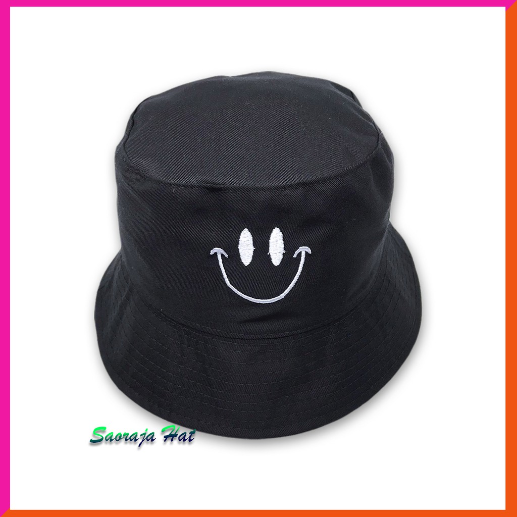Topi Bucket Bordir Smile Bolak Balik Dewasa