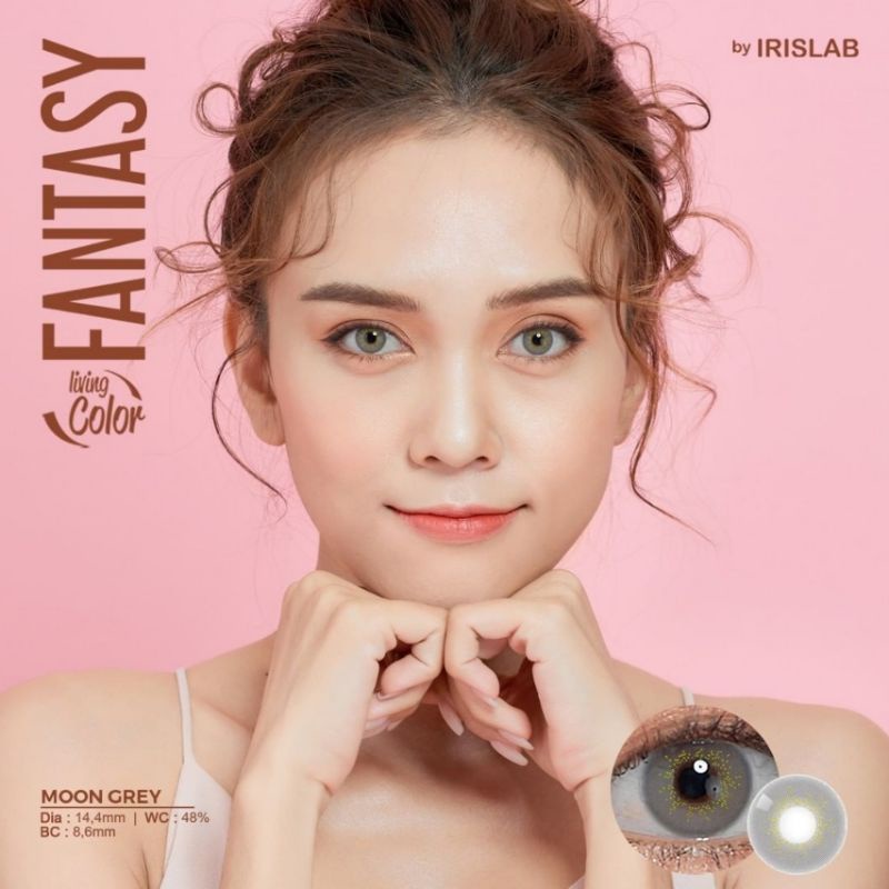 Softlens LIVING COLOR FANTASY 14.4 MM MOON GREY MINUS -0.50 S.D -6.00 by IRISLAB