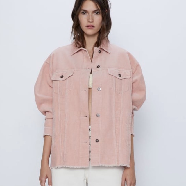 Zara corduroy pink jacket