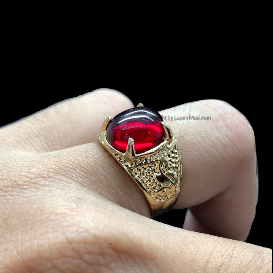 [Bayar di Tempat] Cincin Pria Batu Merah Siam Kode LM 01