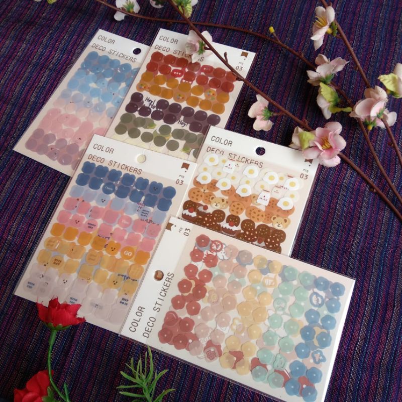 

3PCS STIKER COLOR DECO HIAS JURNAL SCRAPBOOK NOTEBOOK TRANSPARAN