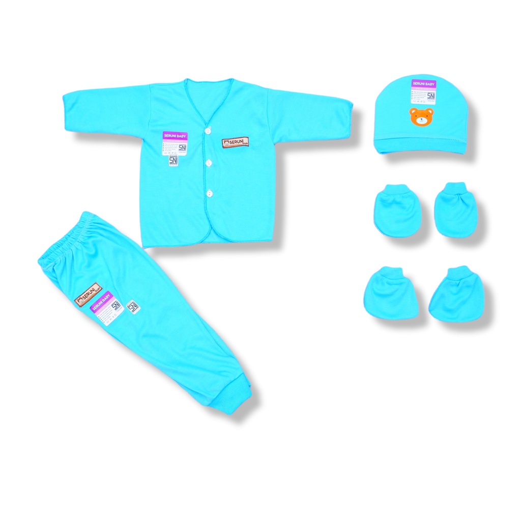 SERUNI BABY - Set Setelan Baju Bayi Topi Kupluk Sarung Tangan Kaki SNI Motif  Wartu