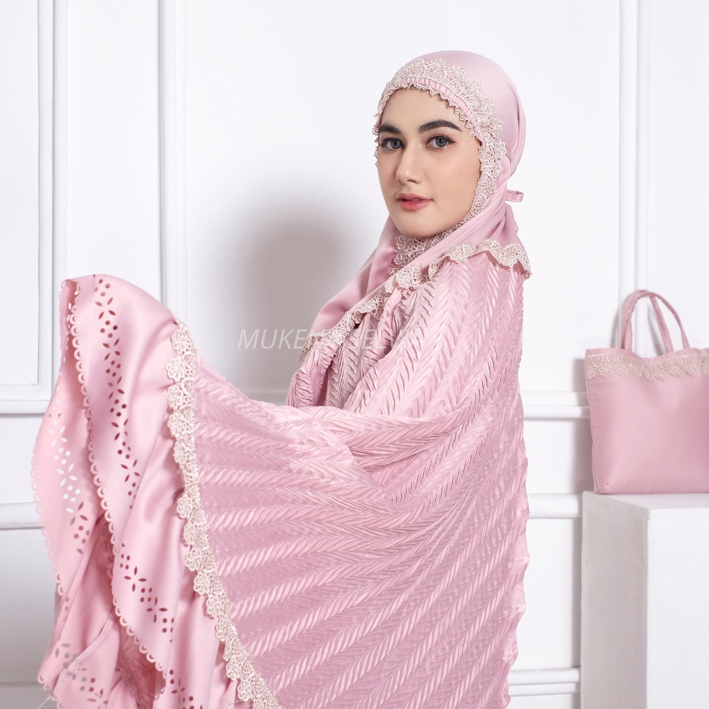 Mukena Dewasa Alesha Plisket Renda Lasercut Mewah