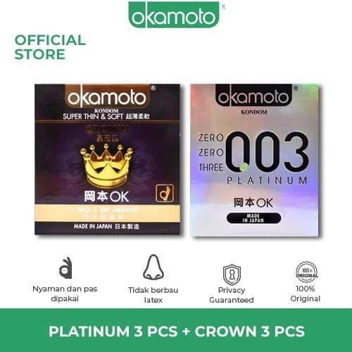 Kondom Okamoto Platinum 3 Pcs + Okamoto Kondom Crown 3 Pcs
