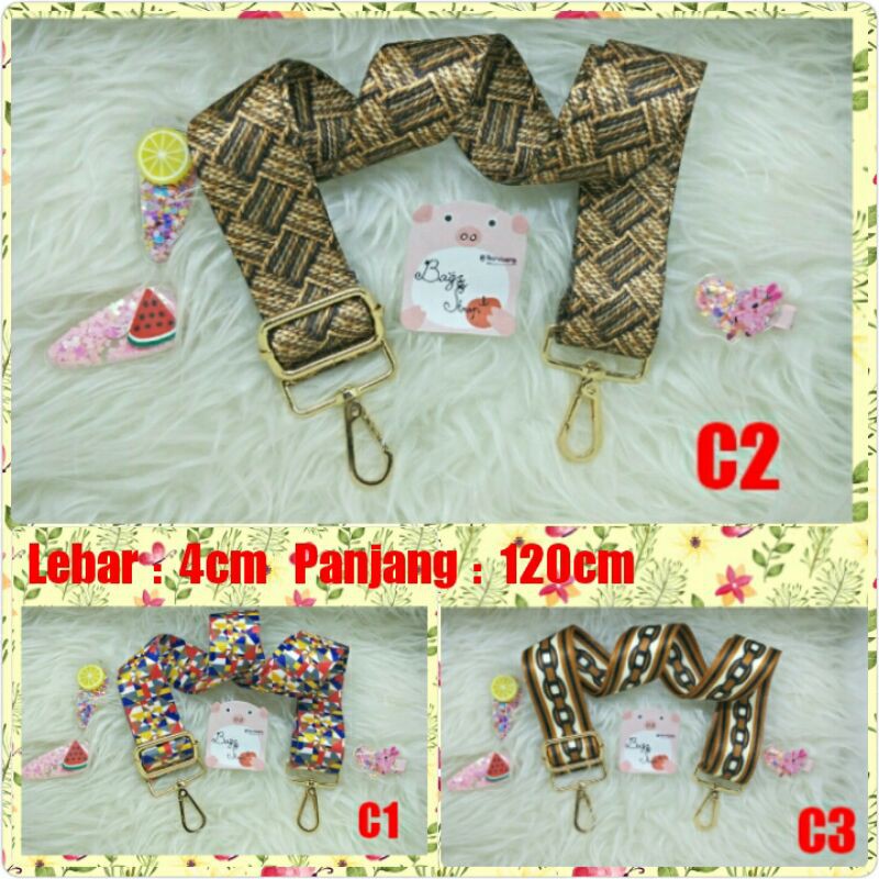 strap bag import - bag strap motif - sling bag corak - talpan keren - tali tas panjang motif