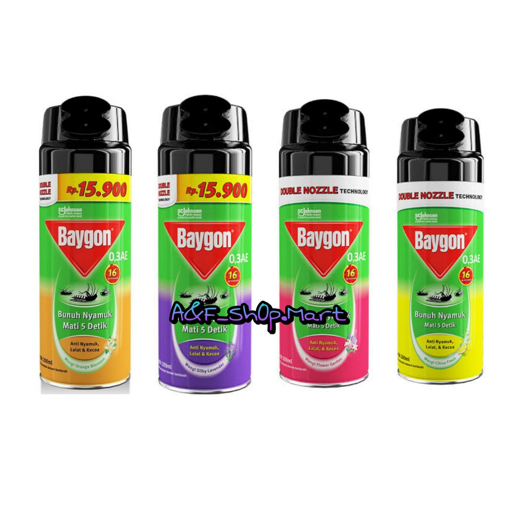 [ORIGINAL] BAYGON AEROSOL 200ML LAVENDER, FLOWER GARDEN, CITRUS FRESH, ORANGE BLOSSOM