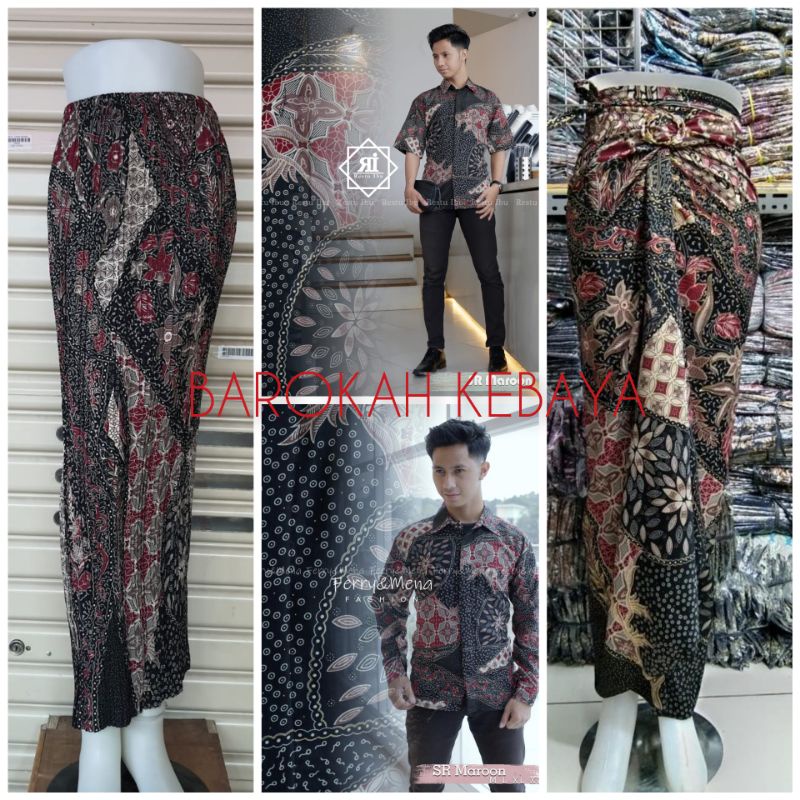 COUPLE KEMEJA BATIK DAN ROK MOTIF SR MAROON/SARIMBIT BATIK/BATIK KEBAYA/BATIK COUPLE