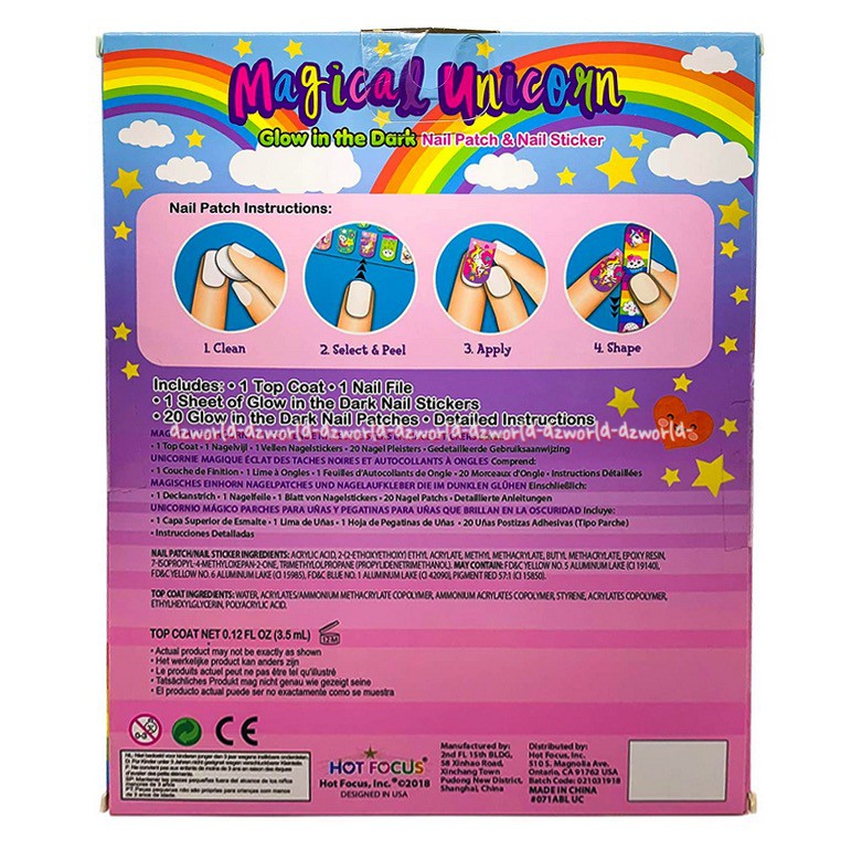 Hot Focus Magical Unicorn Glow In The Dark Hiasan Kuku Stiker Hotfocus