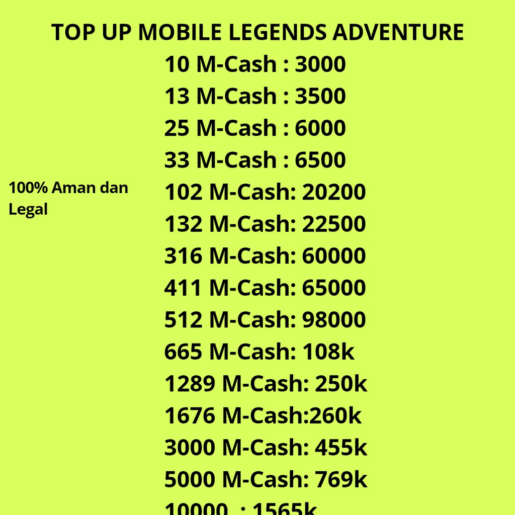 MOBILE LEGENDS ADVENTURE TOP UP M CASH - 