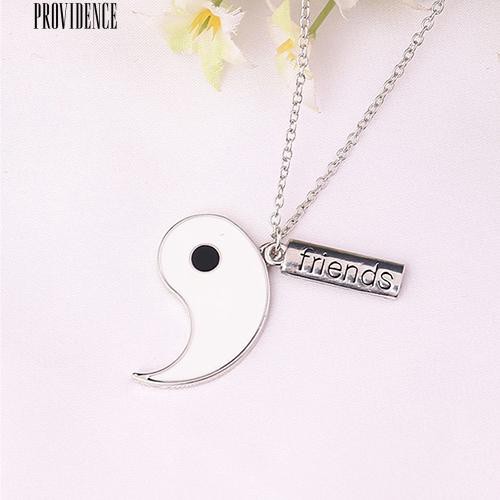 2 Pcs / Set Sahabat Tai Chi Yin Yang Diukir Bar Pendant Split Kalung Hadiah