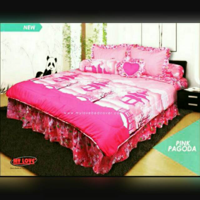 SEPRAI MY LOVE PINK Pangoda ( Tinggi seprai 30 cm)