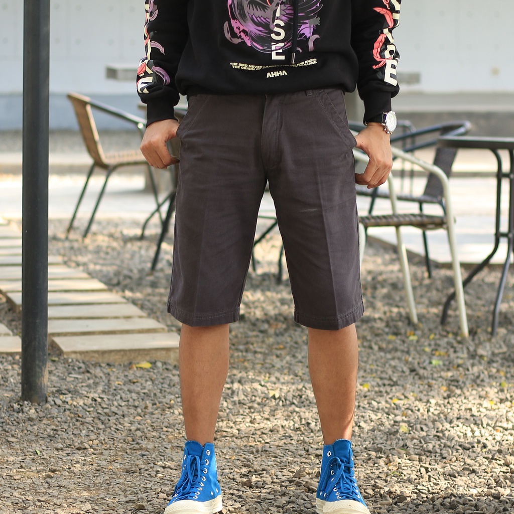 Chino Pendek Pria Premium Dewasa Bahan Kanvas Cardinal Non Stretch Celana Chinos Original 100% Dove 