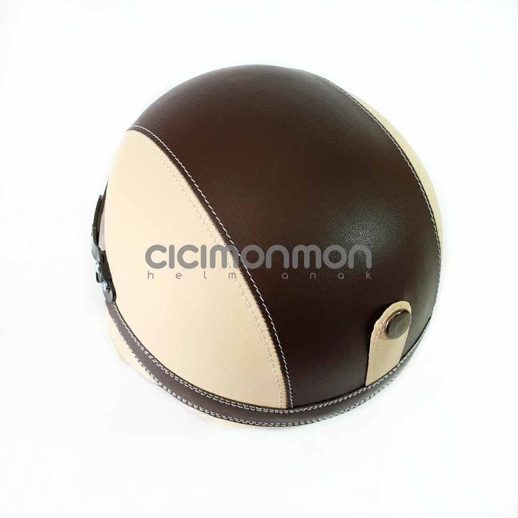 KUALITAS PREMIUM Helm Anak Retro Casual Warna Cream Choco