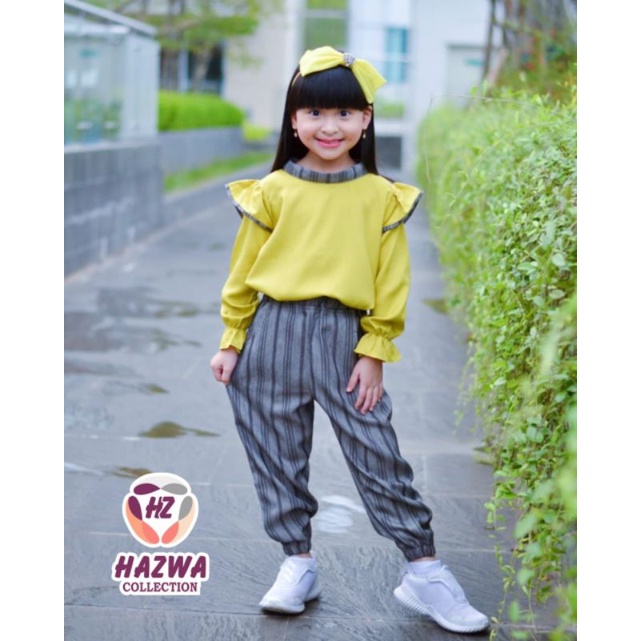 Afsheenastore Set Casual Rample Hazwa Setelan Anak Perempuan 4-10T