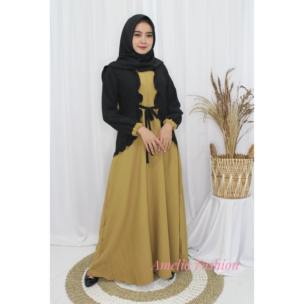 gamis modis outer by Amelia aneska itycrepe premium model terbaru blezer modis terbaru