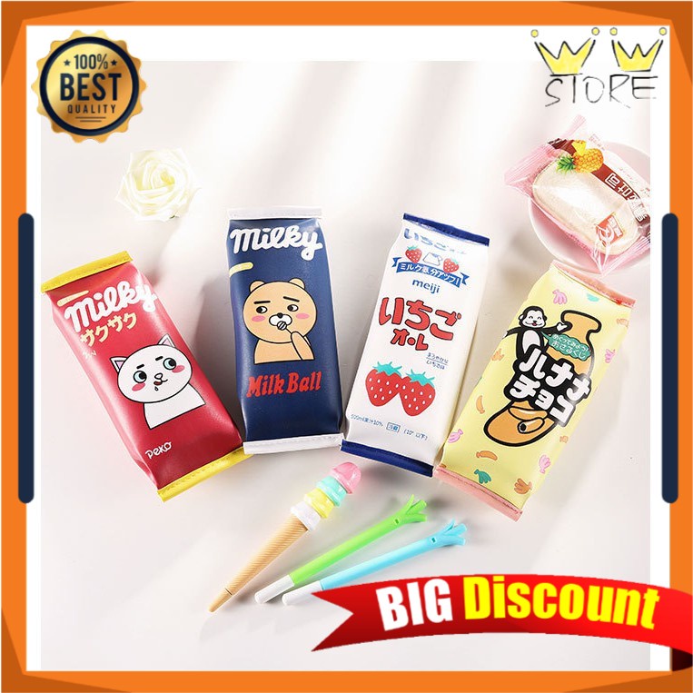 

D26 TEMPAT KOTAK PENSIL MILKY MEIJI TAS PENYIMPANAN MAKE UP KOSMETIK KOREA MURAH LUCU PENCIL CASE