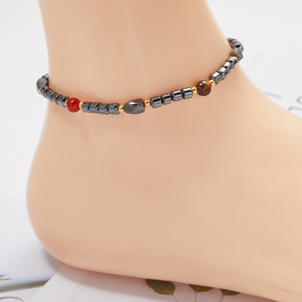 Gelang Kaki Magnet Anti Pembengkakan Bahan Obsidian Warna Hitam Untuk Menurunkan Berat Badan