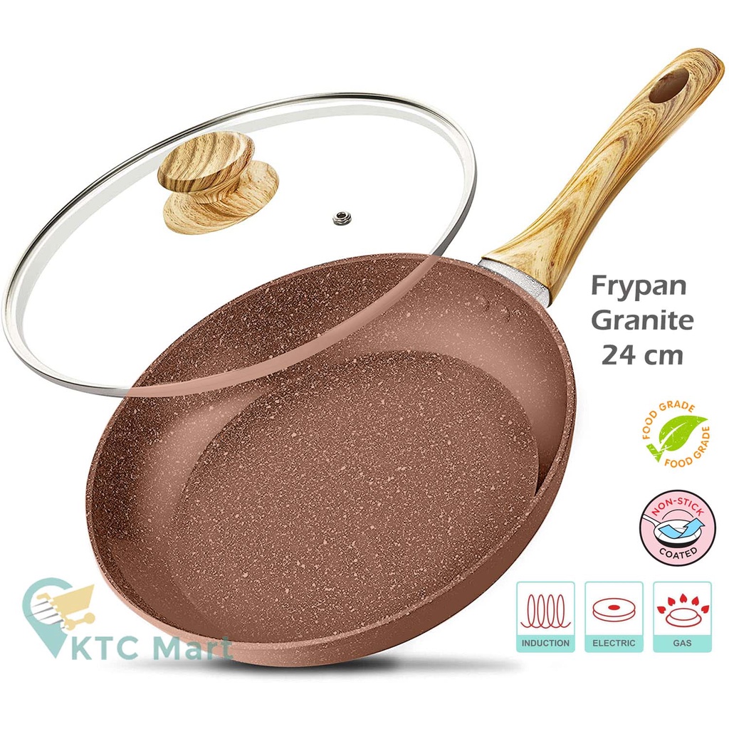 KTC Mart - Granite Frypan Anti lengket Marble Premium Cookware panci penggorengan