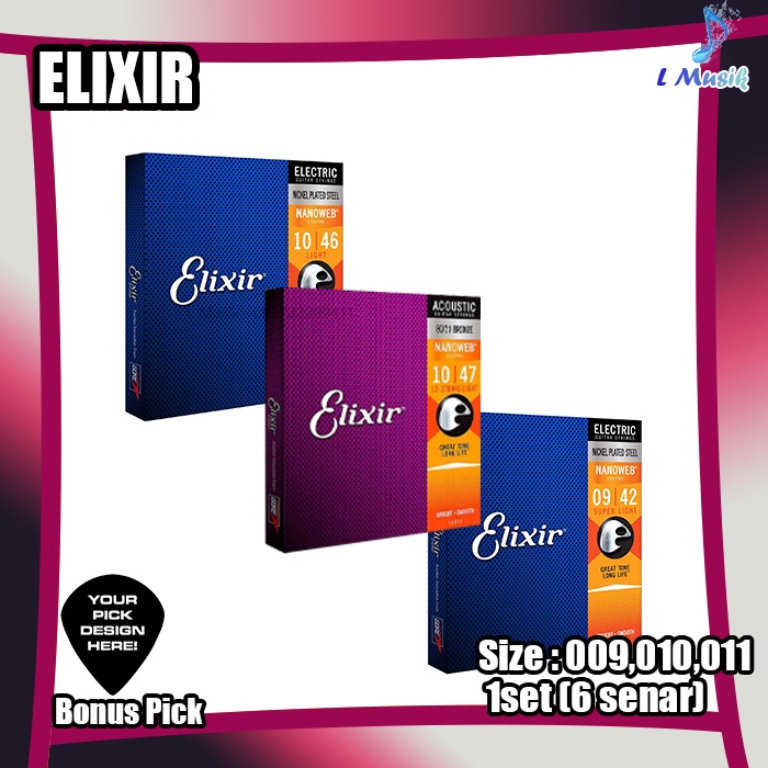 ORIGINAL SENAR GITAR ELIXIR NANOWEB POLYWEB AKUSTIK ELEKTRIK - ACOUSTIC ELEKTRIC GUITAR STRINGS |NICKEL PLATED STEEL|PHOSPHOR BRONZE