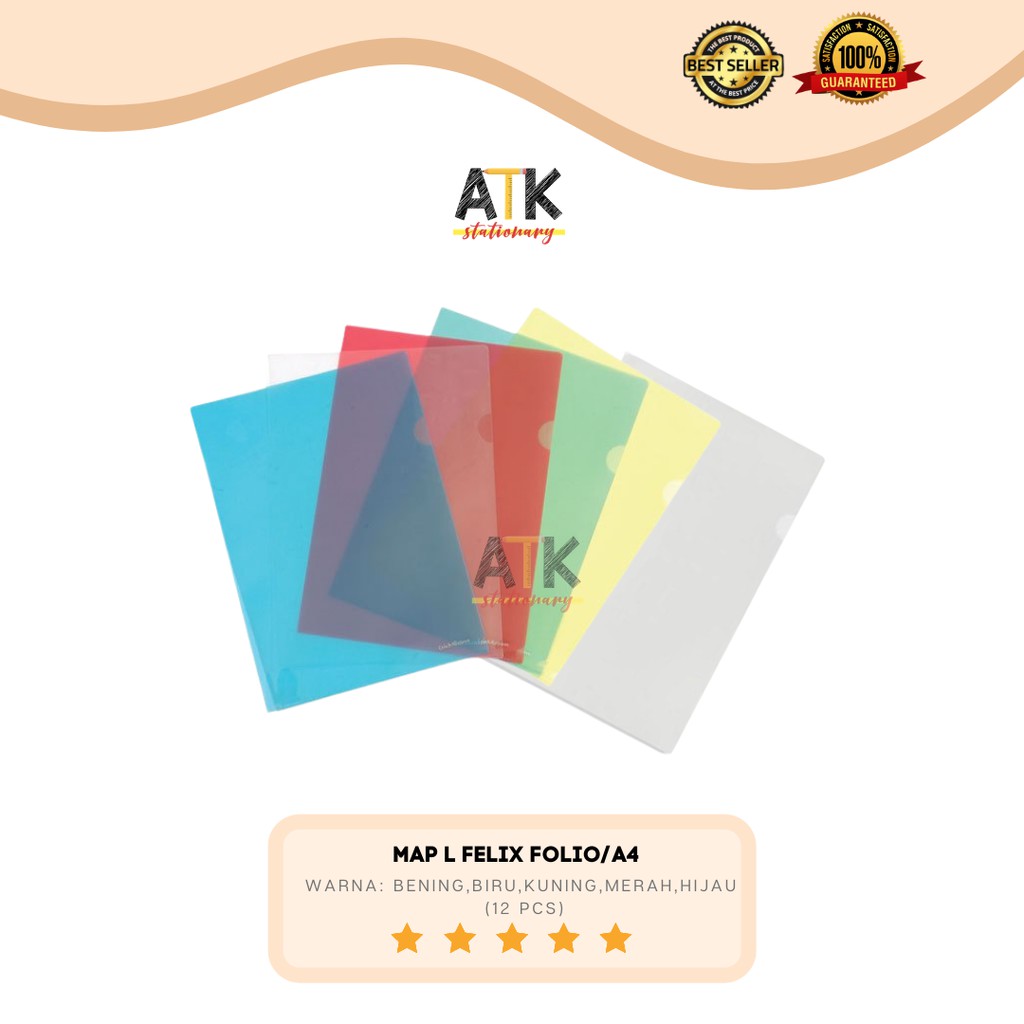 

Map L ( Clear Sleeve) Felix Ukuran Folio/A4 1 Lusin ( 12 Pcs) atk