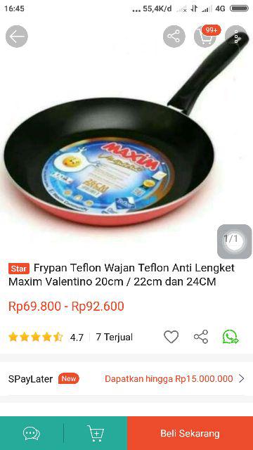 Frypan Teflon Wajan Teflon Anti Lengket Maxim Valentino 20cm / 22cm Dan 24cm Penggorengan Serbaguna