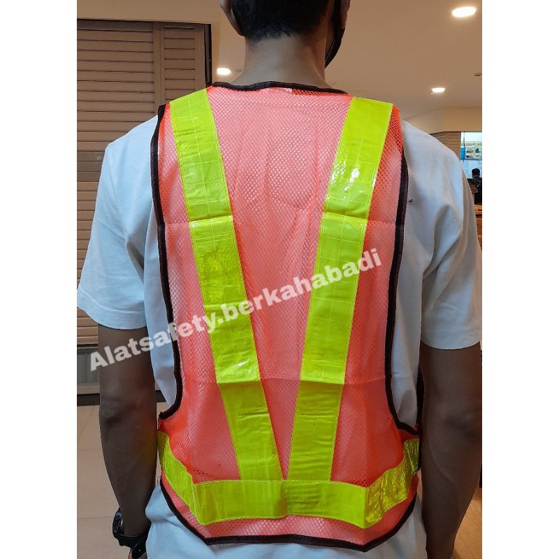 Rompi V Guard Jaring Orange / Safety Vest Scotlite PVC Rompi v proyek