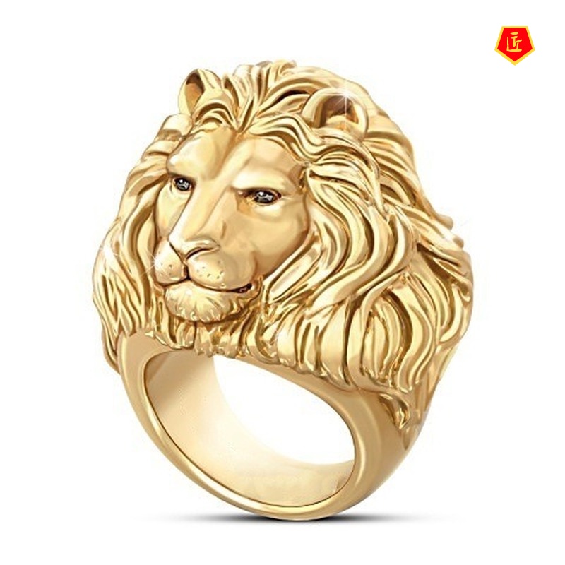 [Ready Stock]Hip Hop Domineering Lion Gold Ring