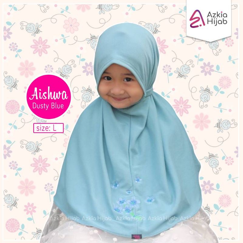 Aishwa || size SS (size 1) jilbab anak / bayi || usia 0 bulan - 6 bulan new azkia hijab-Dusty blue