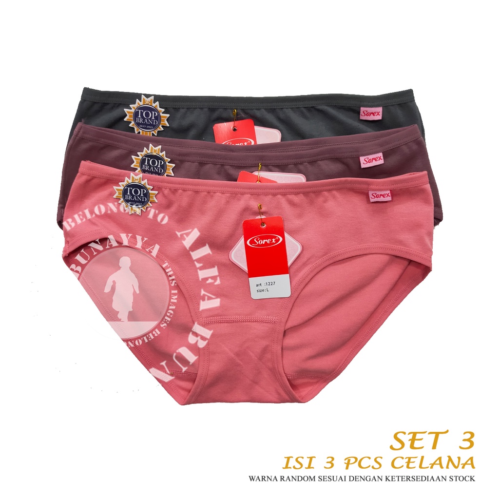 3 Pcs Celana Dalam Wanita SOREX 1227 - CD Underwear - Soft And Comfort - Pakaian Dalam Wanita Katun Cotton