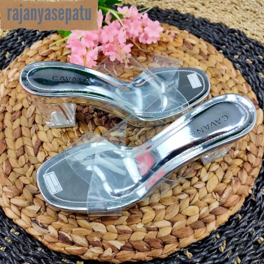 sendal wanita - sendal hak kaca - heels kondangan / pesta - sepatu kaca - heels tahu kaca A2G9
