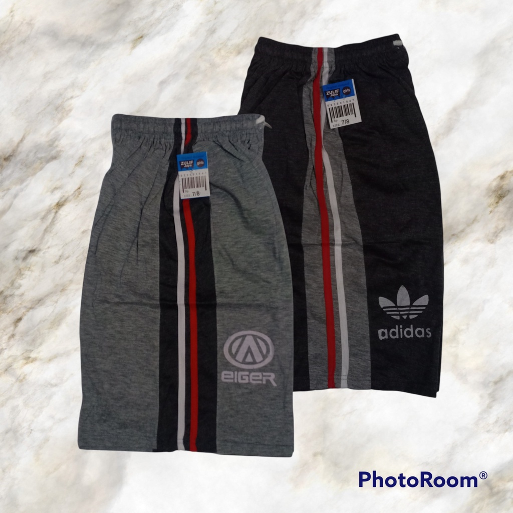 Celana Kaos Misty Pendek Kolor Strip 7/8 Santai Harian Olahraga Pria Wanita (di Bawah Lutut)