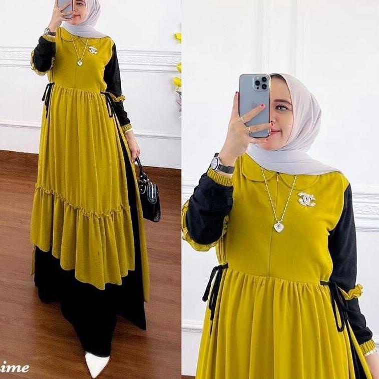 R.A - Prianka Maxy Gamis Muslim Wanita Modern Dress Maxi Gaun Kondangan Matt Ceruty Premium Fashion 