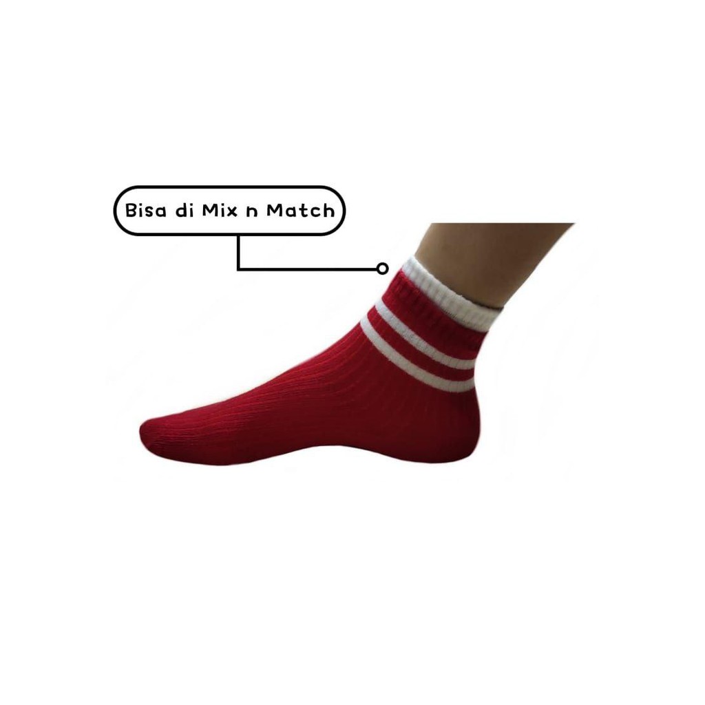 Kaos Kaki Korea Style ATAS Mata Kaki Ankle LowCut (Bahan Katun) 2STRIPS-1