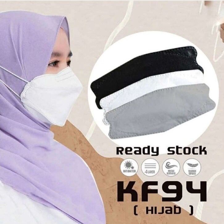 ENZ ® MASKER KF94 CAREION HIJAB HEADLOOP 4 PLY ISI 10 PCS CAREION 3D MASK WARNA DEWASA / KF94 HIJAB WARNA WARNI 1090