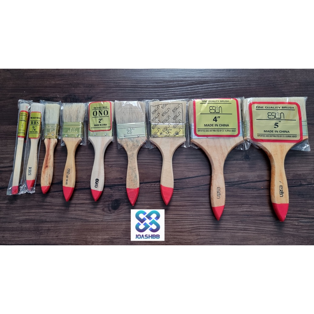 Kuas Cat Kayu ukuran 1/2&quot; 3/4&quot; 1&quot; 1 1.5&quot; 2&quot; 2.5&quot; 3&quot; 4&quot; 5&quot; inc PAINT BRUSH koas