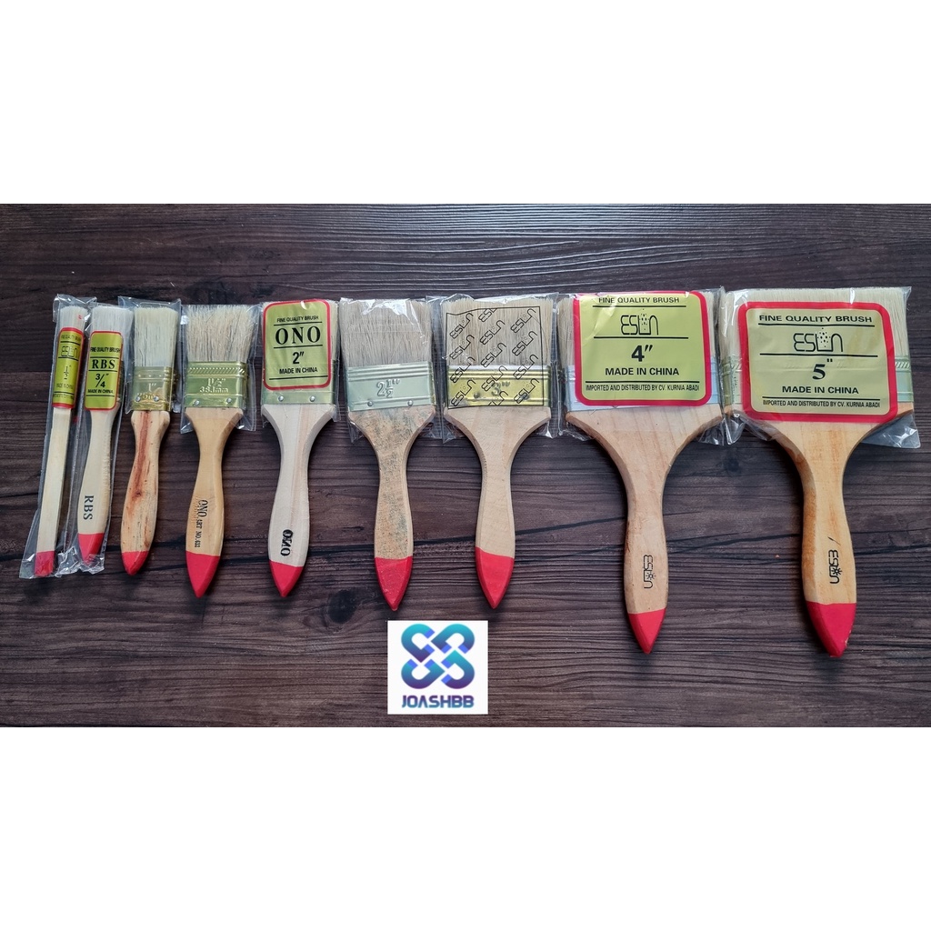 Kuas Cat Kayu ukuran 1/2&quot; 3/4&quot; 1&quot; 1 1.5&quot; 2&quot; 2.5&quot; 3&quot; 4&quot; 5&quot; inc PAINT BRUSH koas