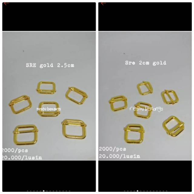 Sre dan gesper roda 1.5-4cm (gold dan nikel)