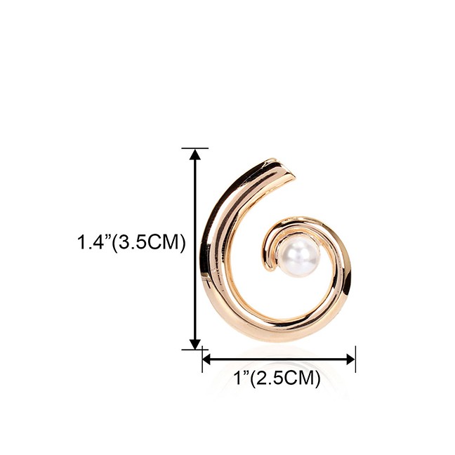 LRC Anting Tusuk Fashion Golden Pearl-like Semi-circular Cutout Earrings K04180