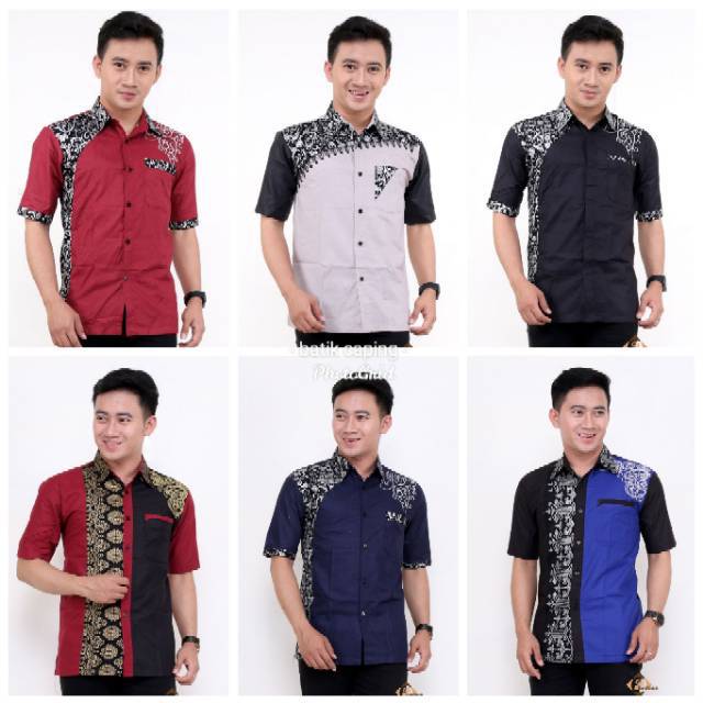 KEMEJA BATIK LENGAN PENDEK KOMBINASI BORDIR KATUN OIL FASHION BATIK FORMAL KERJA KANTOR SERAGAM SOLO