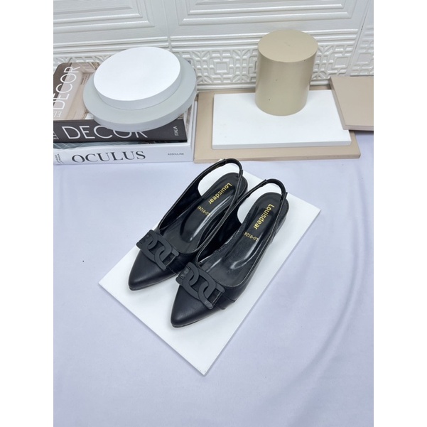 sepatu flat shoes wanita terbaru kekinian pesta LOUISDEAR sepatu flat shoes 2 cm bahan dove tali belakang B76