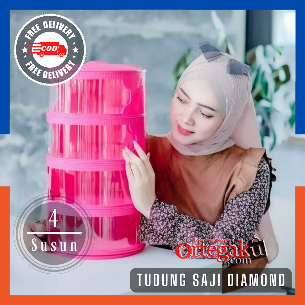 TUDUNG SAJI 4 SUSUN DIAMONT KRISTAL | TEMPAT MAKAN DAN LAUK MOTIF AYAM JAGO VIRAL, Rak Diamond 4 dan