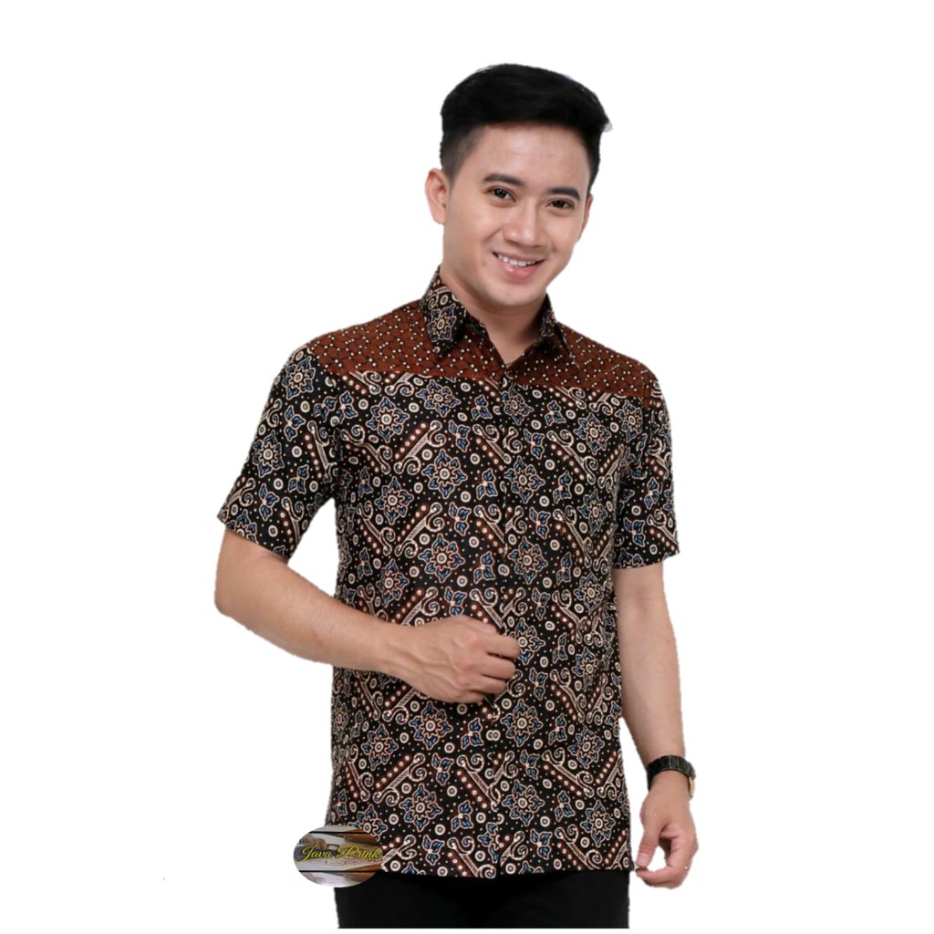 BSWART Batik HRB026 Kenongo Hem Pendek Padi Pekalongan M L XL XXL Batik Pria MURAH Modern Grosir-NO:10
