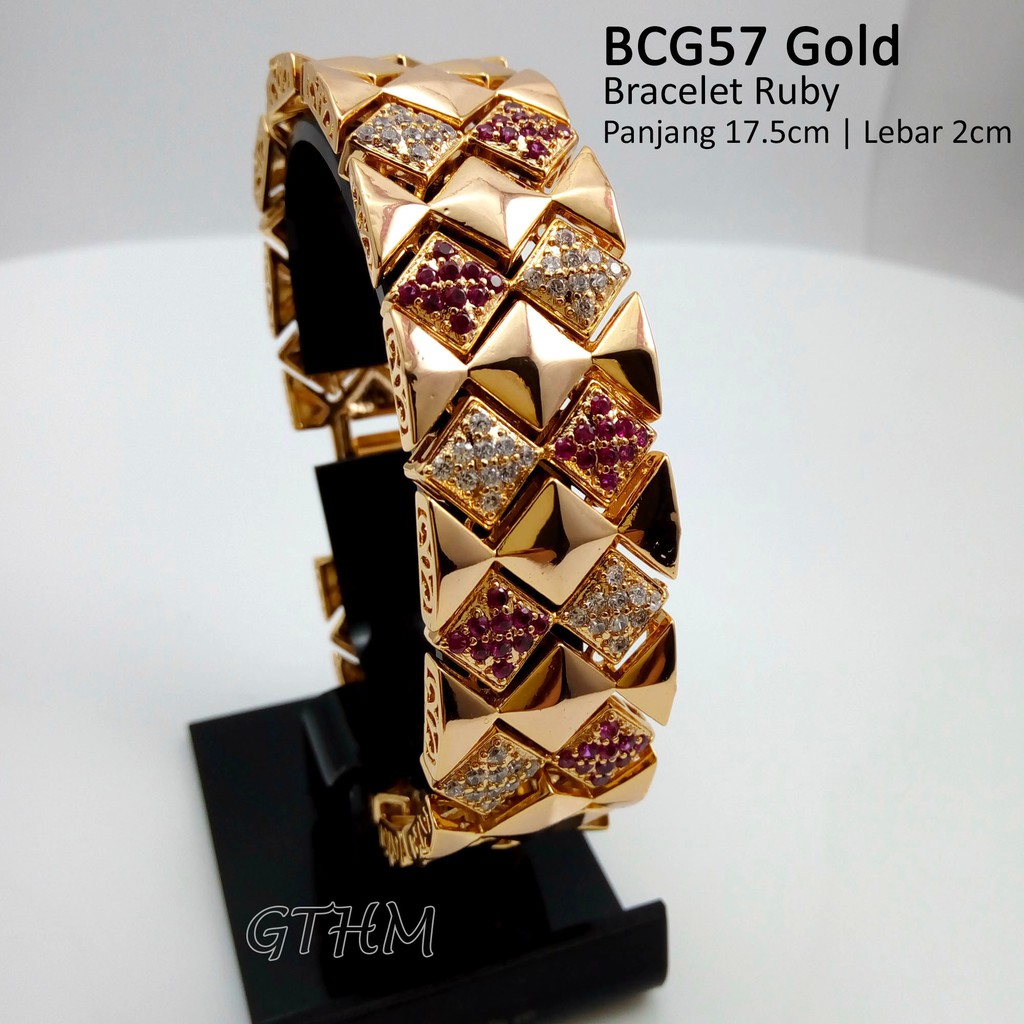 gelang tangan wanita ruby diamond plat rante tebal bagus untuk pesta dan acara xuping lapis emas 18k